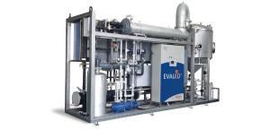 Industrial evaporators with high concentration ratios and separation for industrial and process water treatment.